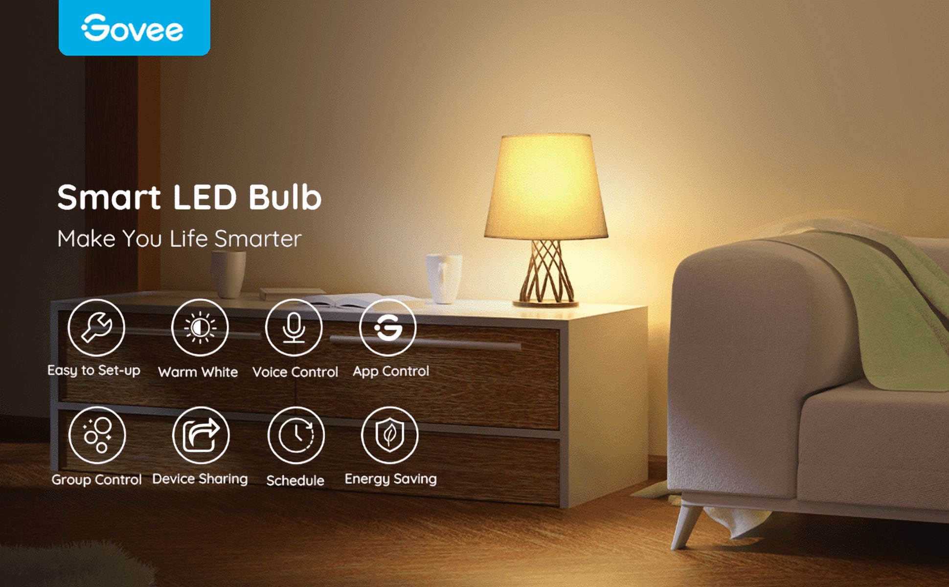 Govee Smart A19 LED Light Bulb, 800 Lm, White photo 6