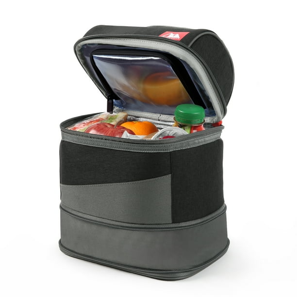 Arctic Zone Expandable Lunch Box with Ice Pack, Black/Gray