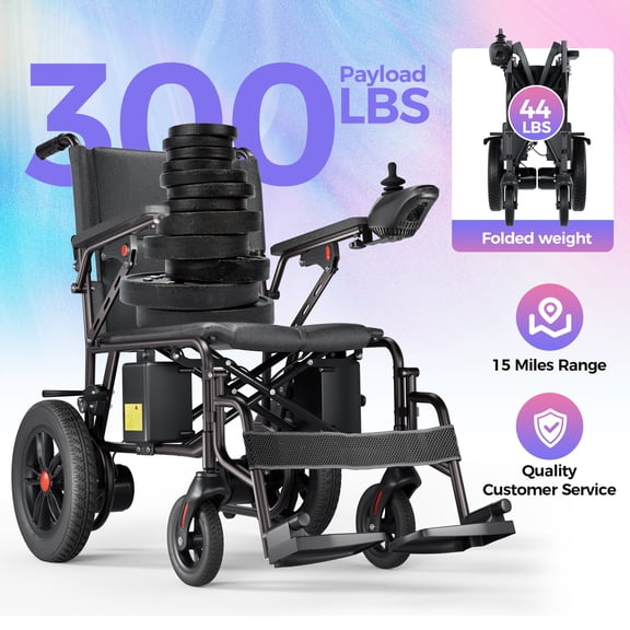 Edcsi Electric Wheelchairs for Adults, Foldable Electric Wheelchair, Lightweight Compact Fold Power Wheelchair, Travel Folding Portable Mobility Scooter, Motorized Wheelchairs for Seniors