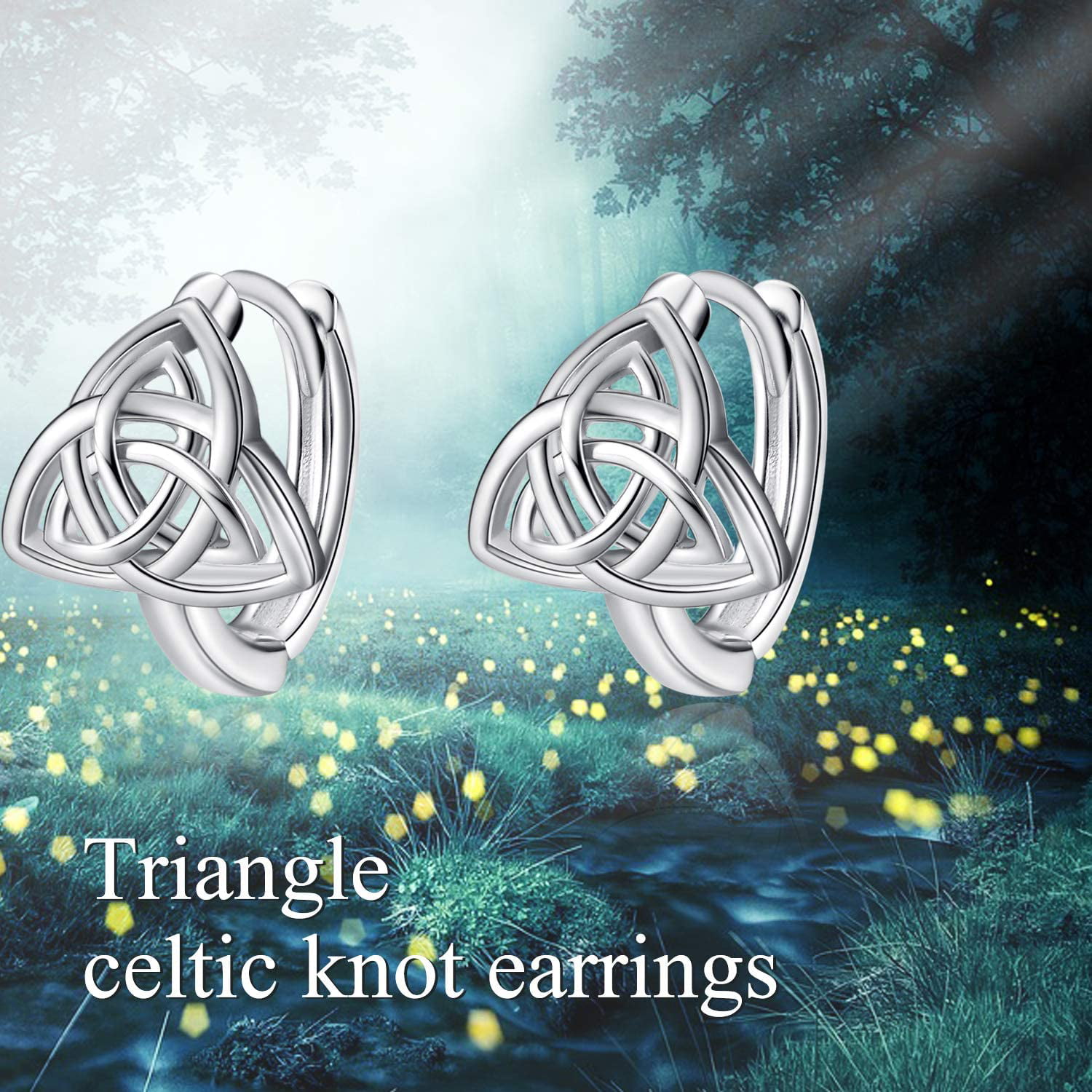 Christmas Gift Irish Celtic Knott  Earrings on 925 Silver Hoops..FREE POSTAGE 