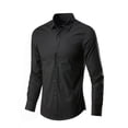 thumbnail image 2 of Yartina Mens Long Sleeve Dress Shirt Muscle Fit Stretch Free-Wrinkle Casual Button Down Shirts Black XXL/4点, 2 of 3
