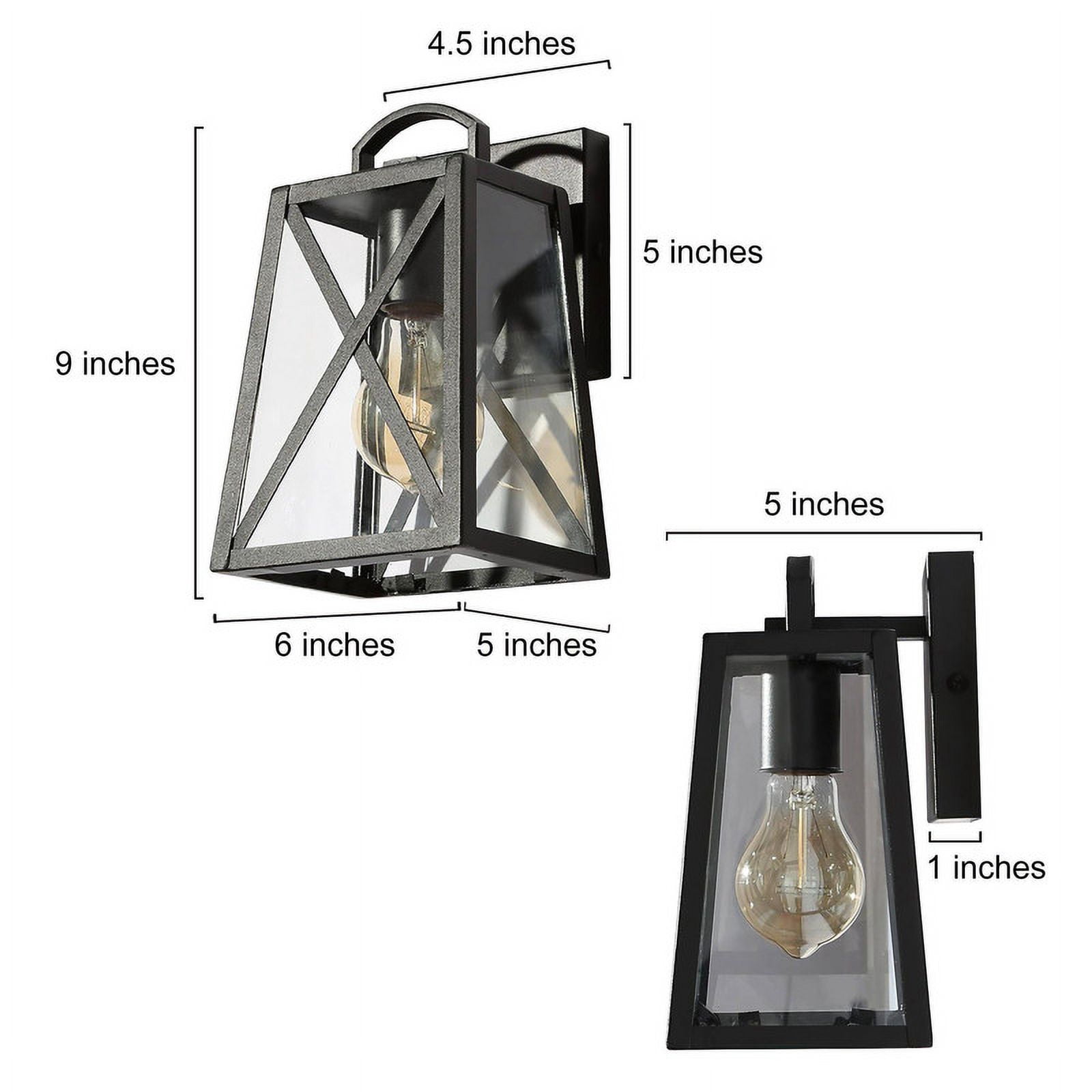 LNC Azer 9-in H Black and Clear Glass Medium Base(E-26) Outdoor Wall Light,8.7"H