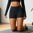 thumbnail image 3 of Quixlent Women Sports Shorts High Waist Yoga Shorts Body Shaping Peach Butt Effect Tummy Control Shorts Elastic Waistband Solid Color Cropped Pants for Running Exercise, 3 of 8