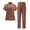 AC03-Brown, variant on Scrub For Women -Stretch Collar Neck 1/4 Zip Scrub Top & Yogga Cargo Pants Quick Drying Work Nursing Uniforms Navy M