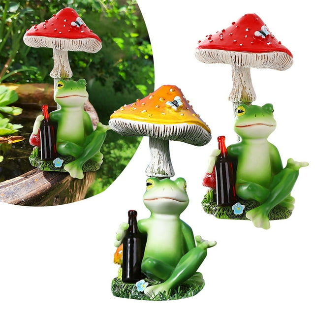 Resin Frog Statue Miniature Garden Decor For Fairy Gardens & Aquarium Landscaping