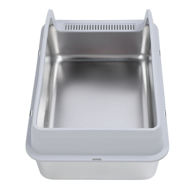 Stainless Steel Litter Box with Lid, Extra Large Cat Litter Box, Metal Litter Box High Sided, Never Absorbs Odors, Anti Urine Leakage, Easy Cleaning, Include Scoop