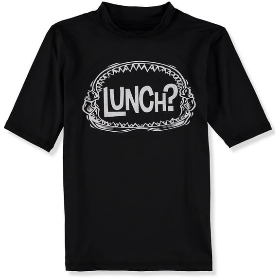 Rash Guard Boys 4-20 Swimwear Rashguard Black/White 12/14