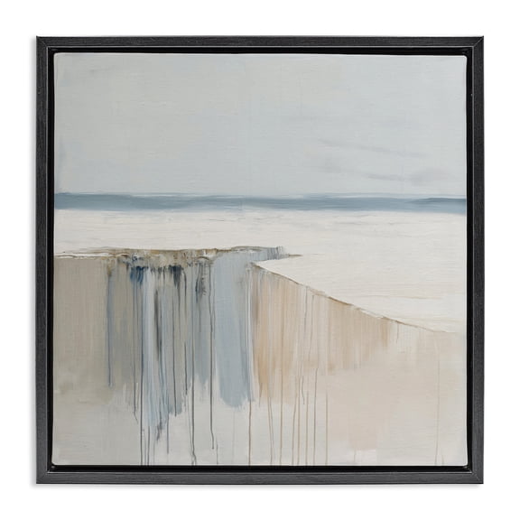 Stupell Industries Precipice Neutral Abstraction Black Framed Floater Canvas Wall Art, design by Svetlana Aleynikova