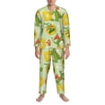 thumbnail image 3 of Salouo Cartoon Dinosaurs Print Button-Front Long Sleeve Pajama Set for Men, Soft 2Pjs Men's Long Sleeve Sleepwear-Medium, 3 of 7