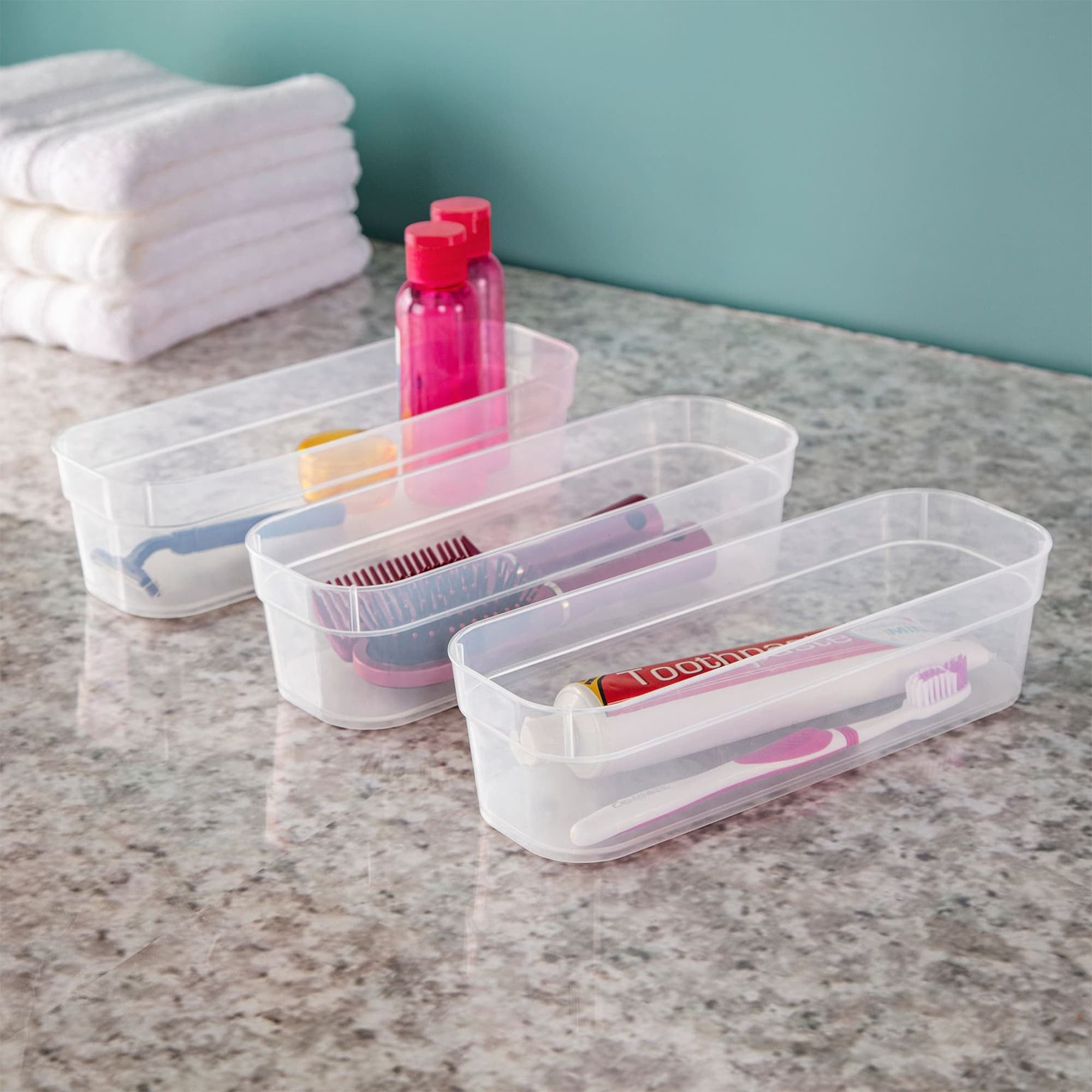 Sterilite Narrow Storage Trays for Desktop & Drawer Organizing, Clear
