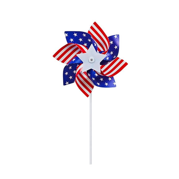 3 Pack Pinwheels Patriotic Decorations, American Flag on Stick Wind Spinners with Stake for Independence Day, Memorial Day Julys of 4th Party Supplies
