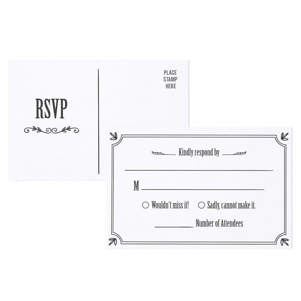 RSVP Cards - 50-Pack RSVP Postcards, Response Card, Wedding Return Cards - RSVP Reply for ...
