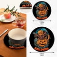 thumbnail image 3 of GZHJMY 2PCS Spooky Masked Man Comes Out of A Pumpkin Trivets Pot Holders Set and Placemats Set, Table Mats for Cooking and Baking, Cotton Braided Hot Pads, 7.09"+9.45", 3 of 7