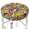 thumbnail image 3 of Fotbe Colrful Tropical Leaves Stool Covers Round,Waterproof Round Bar Stool Covers Bar Chair Covers Washable Stool Cushion Slipcover for 12-14 Inch Chair-14 inch, 3 of 7