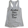 thumbnail image 1 of Vacation Hair Don't Care Tank Top, Ladies Racerback Tank Top, Vacation Tank, Travel Tank, Vacay Tank, Heather Gray, X-Large, 1 of 3