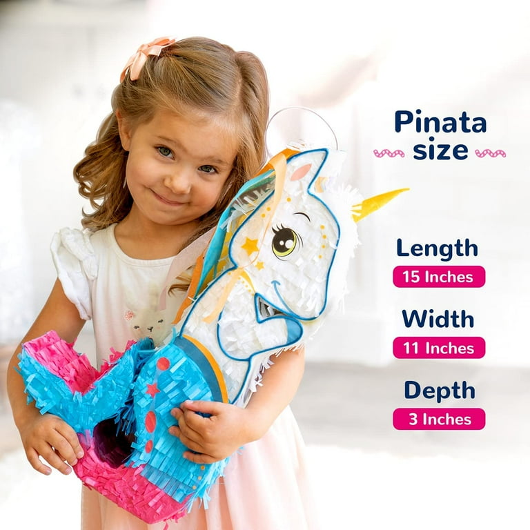 Unicorn Pinata Bundle with a Blindfold and Bat | Handmade Pretty Pinata for  Parties | Small Unicorn Birthday Party piñatas | Kids Candy Gift | Holds