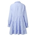 thumbnail image 5 of XDZJLR Robes pour Femmes Chemise à Carreaux Manches Longues Série Col Montant Ourlet Robe, 5 of 5