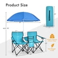 thumbnail image 3 of Aimee Lii Portable Folding Picnic Double Chair With Umbrella, Outdoor Beach Chair with Umbrella, Turquoise, 3 of 10