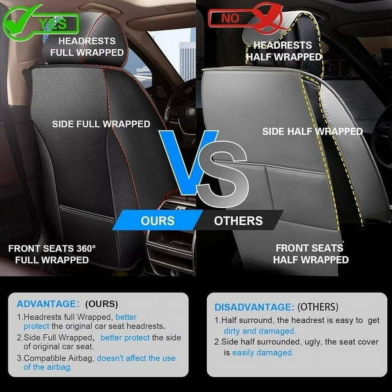 LAONNVIR Full Set Car Seat Covers Fit for Toyota RAV4 2013-2024 2025 Breathable Leather Seat Covers Waterproof Automotive Seat Cushion Protectors(Black,5Seats)