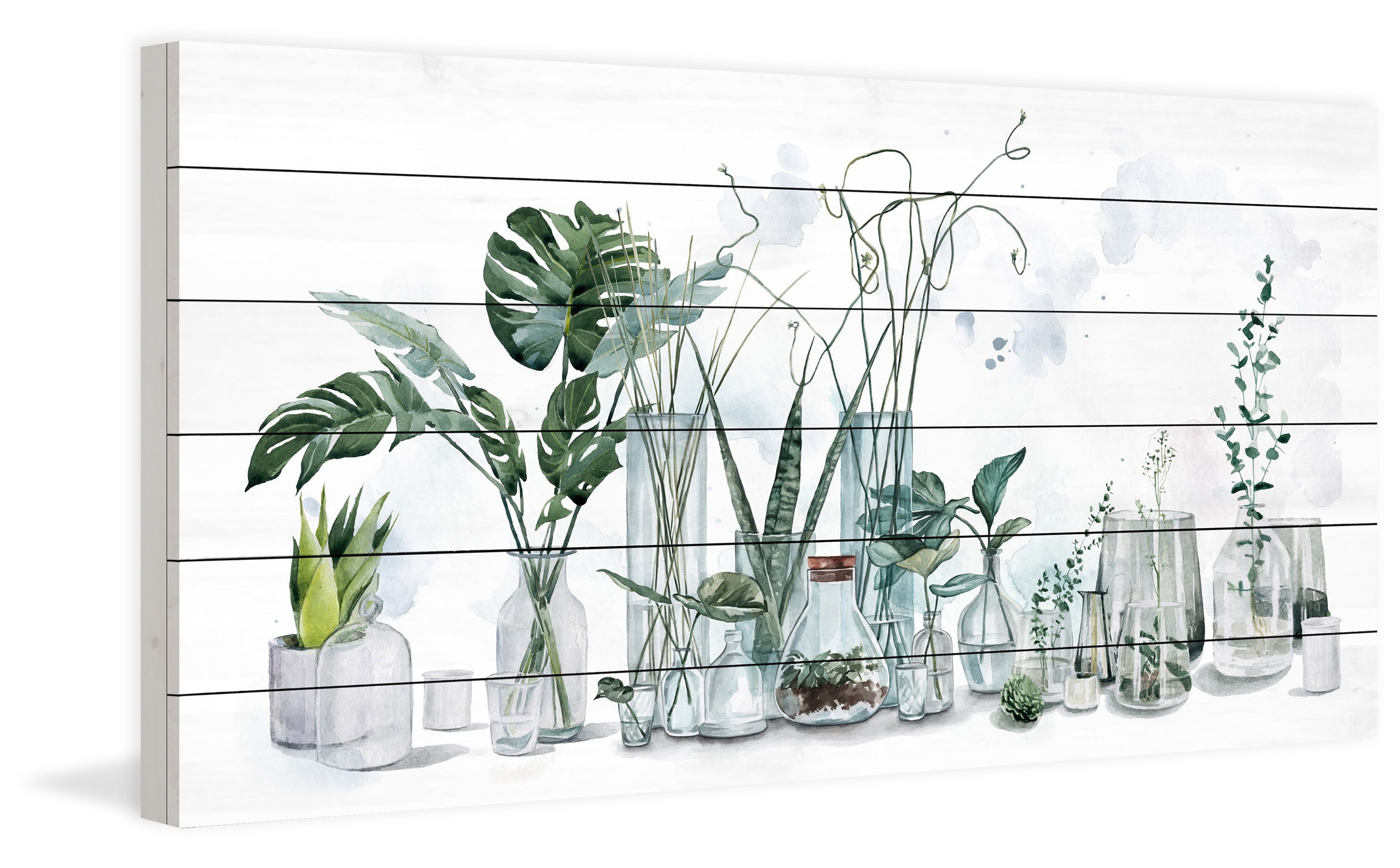 Marmont Hill Indoor Houseplants White Wood Wall Art