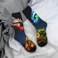 thumbnail image 5 of Sigee Playful Colorful Dragons Flowers for Contrast Design Soft Moisture-Wicking Socks Crew Casual Athletic Stretchy Loose Middle Tube Socks, 5 of 6