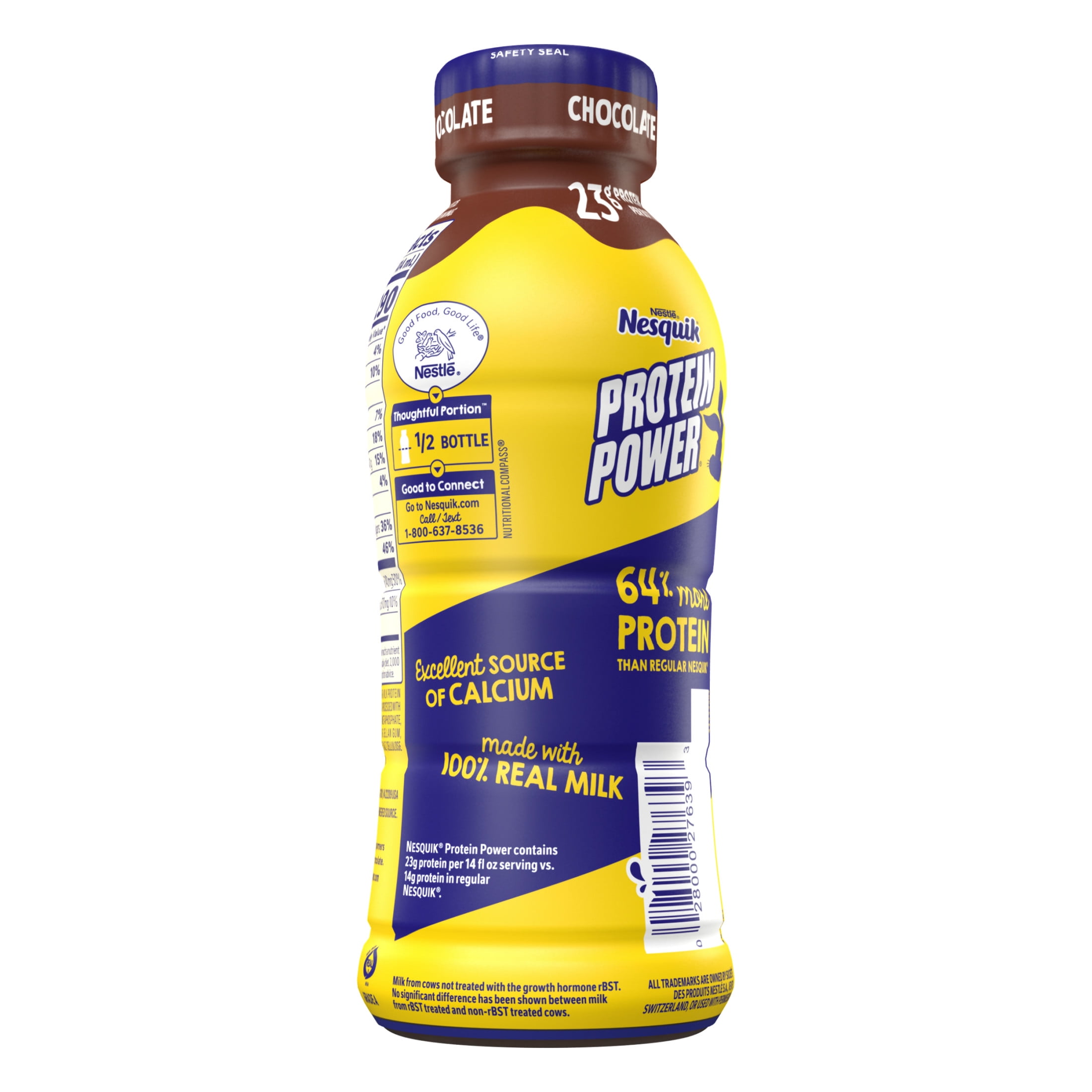 Nesquik Protein Power, Chocolate Protein Milk Beverage, 23g Protein per Bottle, Ready to Drink, 14 oz Bottle 14 fl oz
