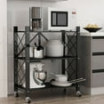 thumbnail image 1 of Kitchen Folding Storage Rack Multi-layer Microwave Oven Pan Stand Removable Metal Organizer Shelf, Black, 3 Layer, 1 of 8