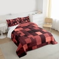 thumbnail image 3 of jejeloiu Pixelated Miners Game Full Size Comforter Sets,Pink Brown Geometric Checkered Bedding Comforter Set,Teens Video Games Bedding Sets For Boys Kids,Super Cozy Room Decor Reversible,3 Pieces, 3 of 8