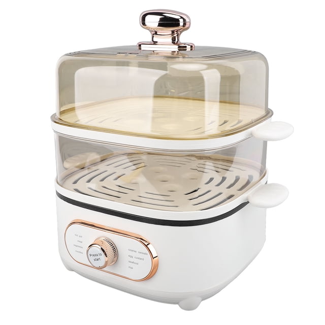 2 Tier Electric Steam Pot, 1200W 10.5L Electric Cooker with Steaming Plate, Electric Hot Pot Stackable Multipurpose Cooker with 2.5L Cooking Pot for Soup