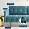 thumbnail image 4 of Tufted Sofa, Velvet, Blue, Modern Contemporary Urban Design, Living Lounge Room Hotel Lobby Hospitality, 4 of 10