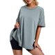 thumbnail image 5 of Tops Largos para Leggings Suelto Casual Color Sólido Manga Corta Superior, Cuello Redondo Irregular Hembra Camiseta, 5 of 9