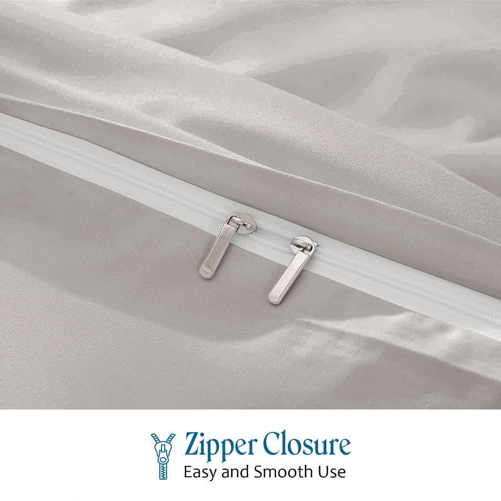 3- Piece Premium Duvet Set -Super King Plus (120" x 120") Size - 600 Thread Count, Ultra Soft Egyptian Cotton Comforter Cover with Zipper Closure & Corner Ties, Silver-gray Solid