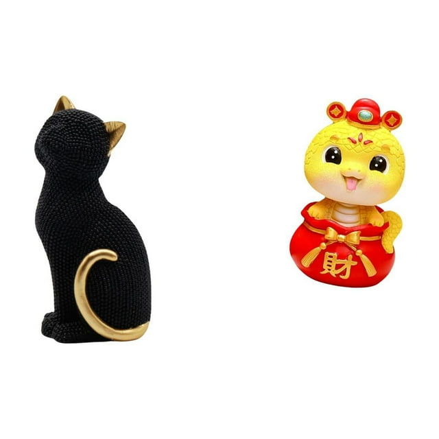Figura de escritorio,Estatua de gato,linda estantería,escritorio,decoración del hogar,Figura decorativa creativa para la oficina y el hogar.,Estatua de serpiente china,Estatua de serpiente