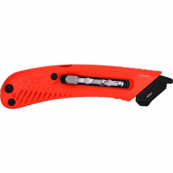 Pacific Handy Cutter S5L Safety Cutter, Left Handed Retractable Utility Knife, Ergonomic Film Cutter, Bladeless Tape Splitter, Steel Guard, Safety, Damage Protection, Warehouse & In-Store Cutting, Red