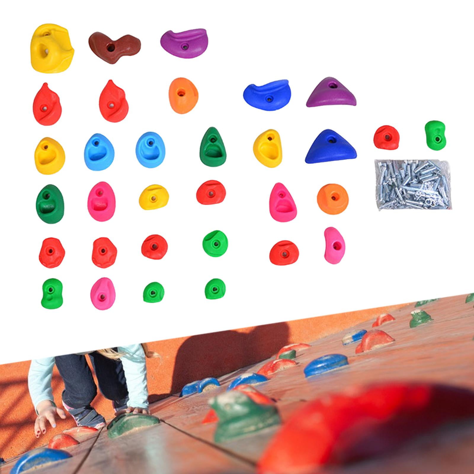 koolsoo Rock Climbing Holds,Kids Toys Wall Climbing Stones,Multi Size,Rock Wall Climbing Kit Playset for Outdoor Climbing Tree House 32 piece set