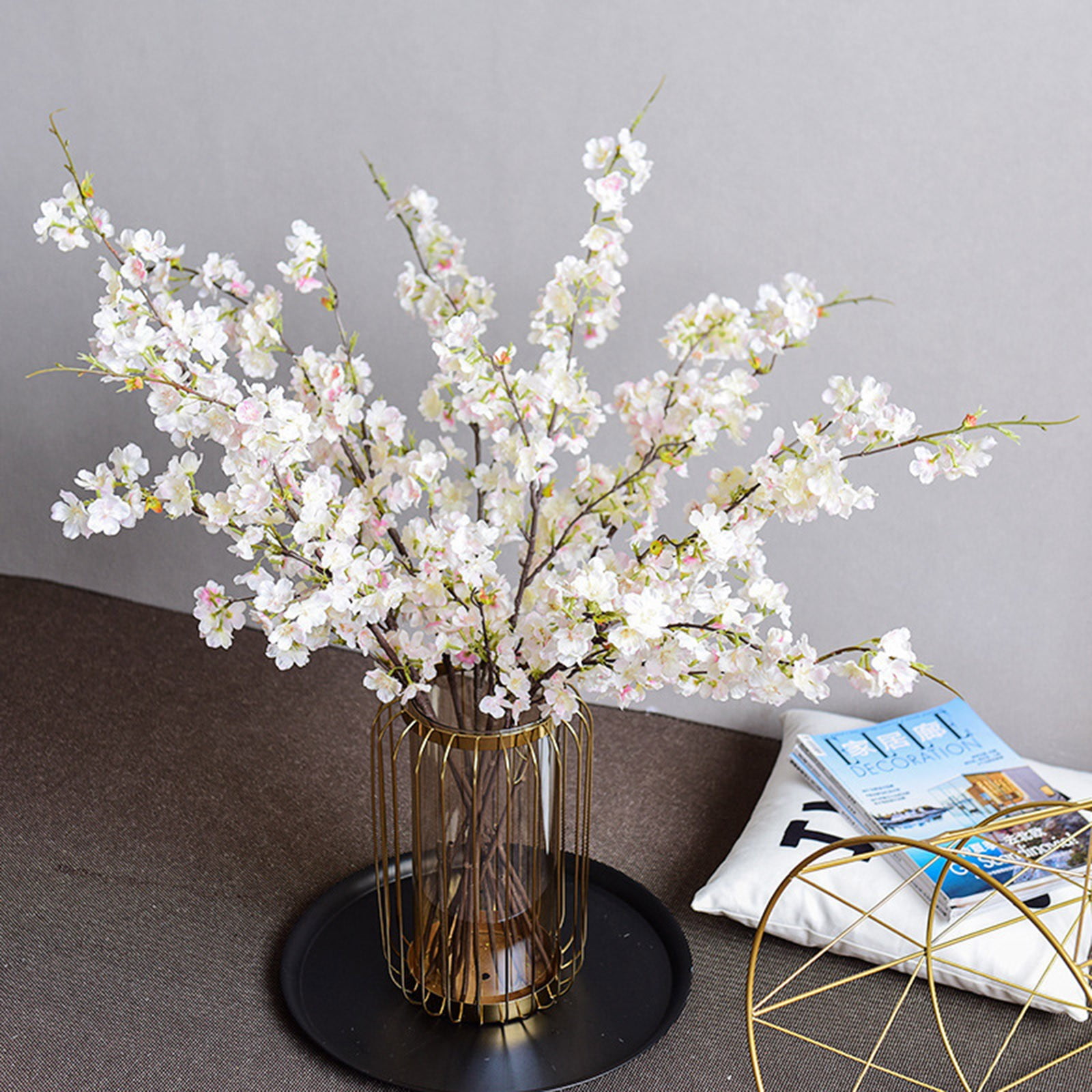 Tkrady Boutique Silk Cherry Blossom Branches, Artificial Cherry Blossom Tree Stems Cherry Flowers Vase Arrangements for Wedding Home Decor, Set of 3