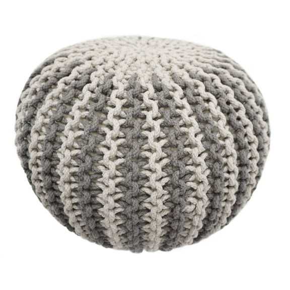 Home&Manor Wool Cotton Mariscal Round Pouf