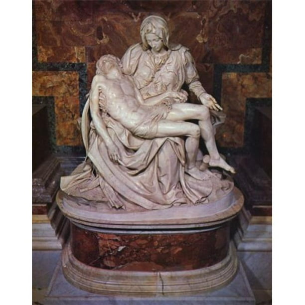 Posterazzi SAL995145 la Pieta C1498 Michelangelo Buonarroti 1475-1564 Sculpture en Marbre Italien St Peters Basilica Vatican Ville - 18 x 24 Po.