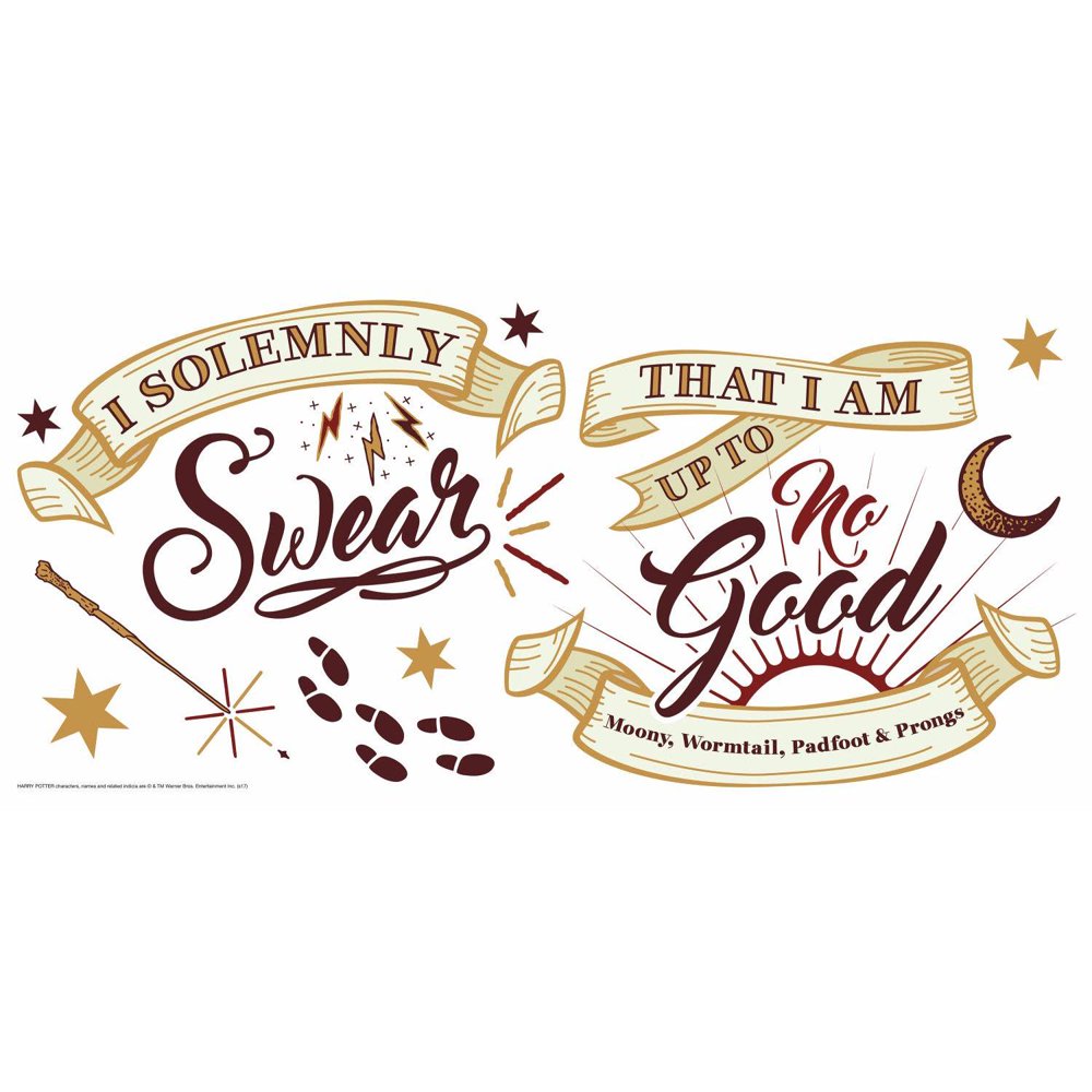 RoomMates Harry Potter Marauder's Map Quote Gold and Red Peel and Stick