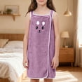 thumbnail image 4 of UJNDER Girls Wearable Hooded Thick Absorbent Coral Cartoon Print Bath Towel Wrap Robe Dress for Kids Girls Robe,Light Purple,One Size, 4 of 4