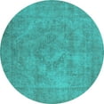 thumbnail image 1 of Ahgly Company Indoor Round Oriental Turquoise Blue Industrial Area Rugs, 4' Round, 1 of 4