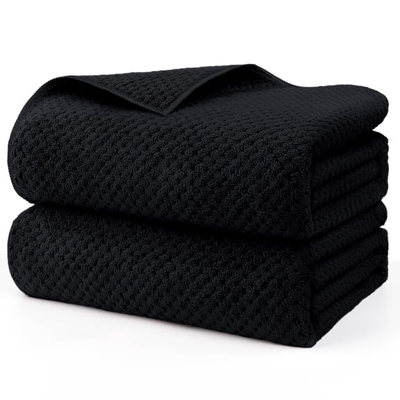 HOMEXCEL Bath Sheets Towels Set Pack of 2 (35 x 70 Inches), Ultra Soft Bath Towels for Bathroom, Lightweight and Quick Drying Towel for Body, Yoga, SPA, Fitness, Black
