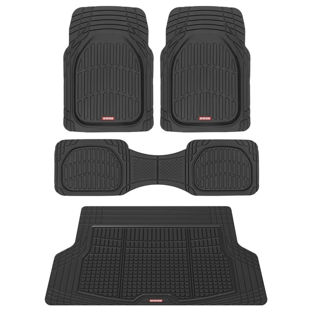 Alfombrillas y forro de maletero de goma Motor Trend FlexTough, color negro