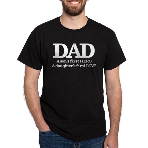 CafePress - Dad A Son's First Hero Dark T Shirt - Men's Classic Graphic Cotton T-Shirt