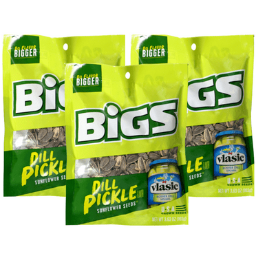 Bigs Dill Pickle Flavored Sunflower Seeds Do Flavor Bigger Keto Friendly Low Carb Lifestyle Great Kid Adult Snack Roasted in USA, 3.63 oz - Pack of 3