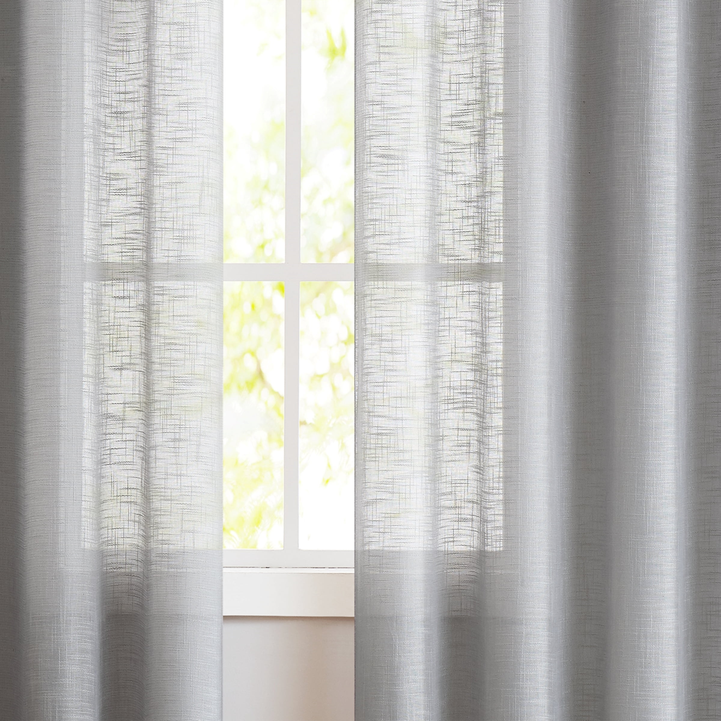 Decoultimatex Grey Semi Sheer Window Curtain Rich Linen Textured Drapes 52"W x63"L 2 Panels Grommet Top