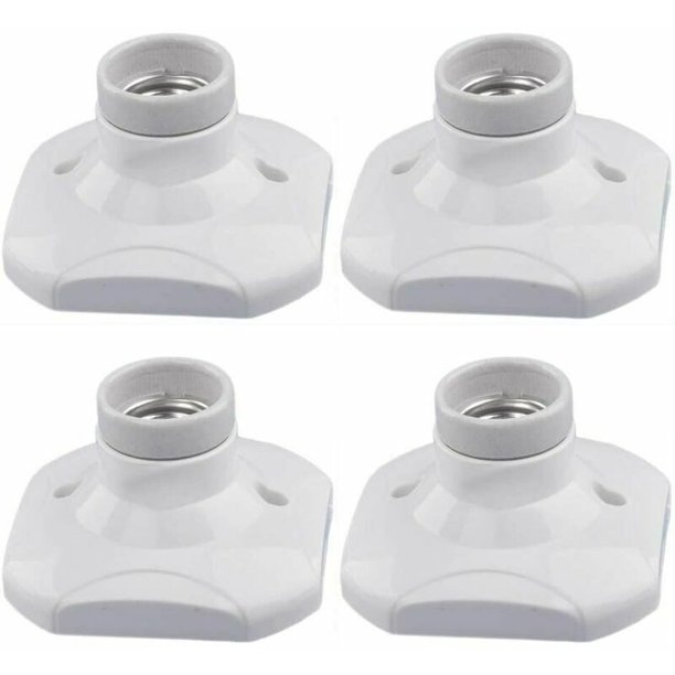 Portalámparas LED E27, portalámparas E27 de cerámica y base de plástico, portalámparas E27 de pared, portalámparas E27 blanco con anillo para iluminación de entrada/techo/balcón, paquete de 4 esquí esquí Gafas de esquí