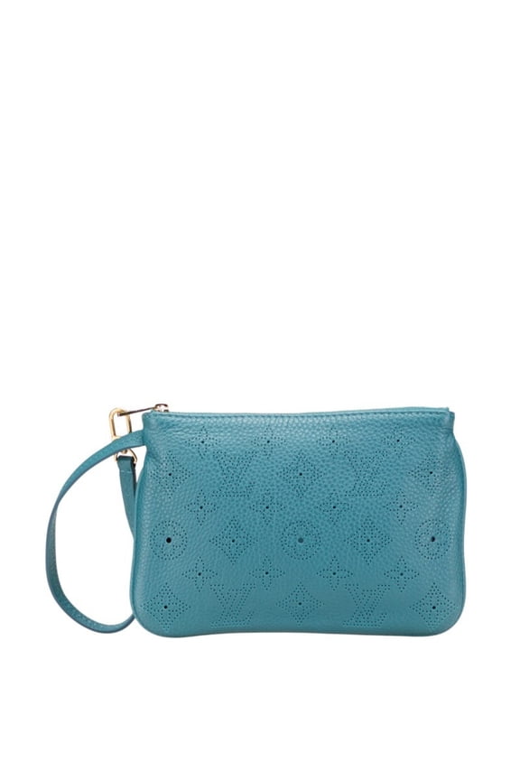 Pre-Owned Louis Vuitton Mahina Selene MM Pouch, Accessory Case M93986, Lagon Blue Leather,...