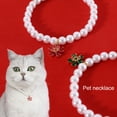 thumbnail image 2 of opvise Cat Necklace Eye-catching Attractive Exquisite Elegant Flower Pendant Pet Cat Fake Pearl Necklace Pink, 2 of 7