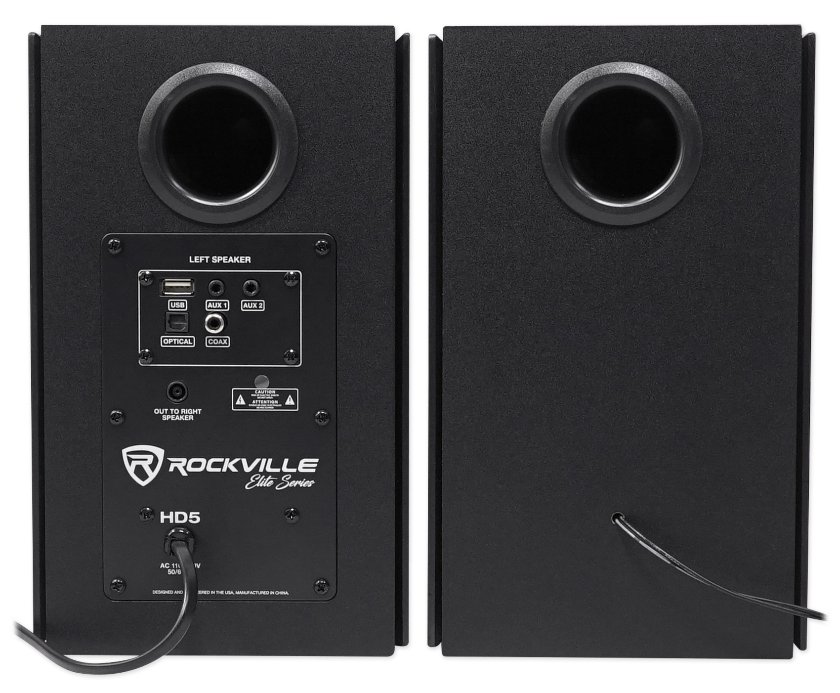 (2) Rockville HD5B 5" Powered Bluetooth Bookshelf Home Theater Speakers+Stands